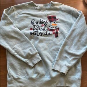 Lane Seven Cozy Light Green Sweatshirt “Baby It’s Cold Outside” - Large